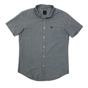 RVCA Shirt Mens M Medium Slim Fit Navy White Button Down Short Sleeve Pocket